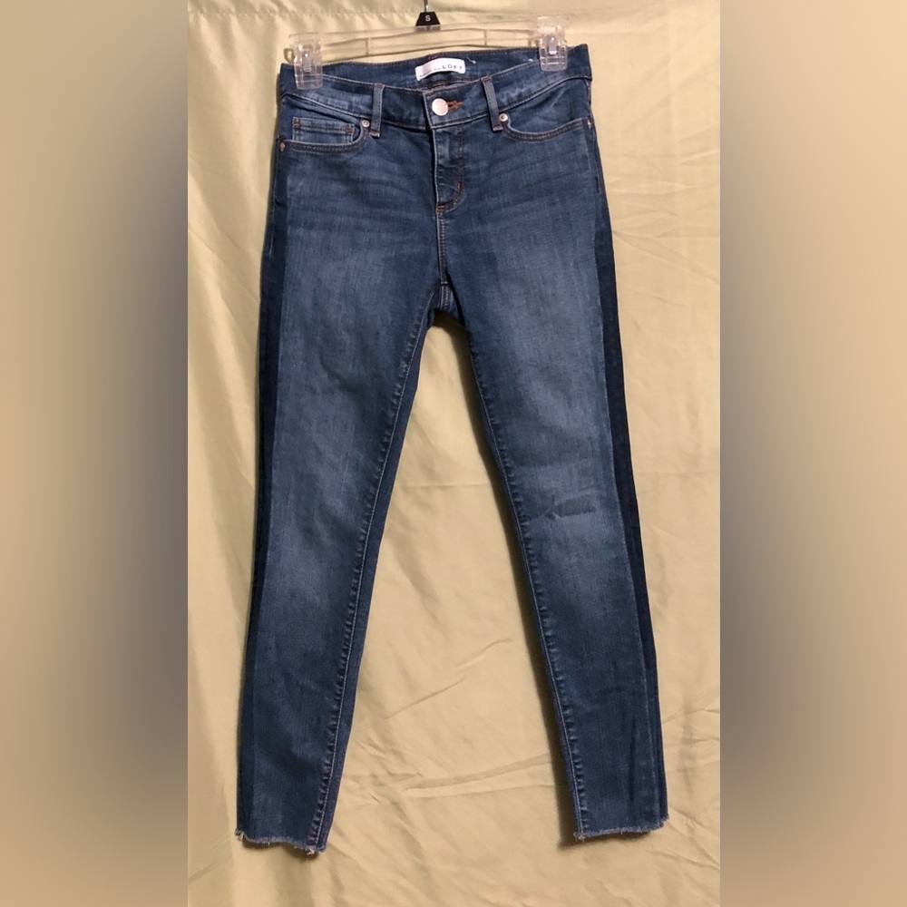 LOFT Dark Wash Modern Skinny Raw Hem Ankle Denim Jeans